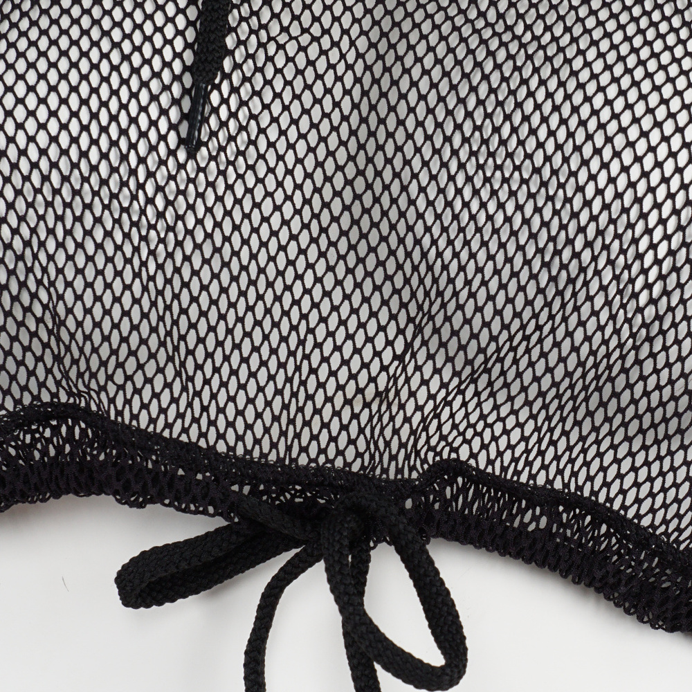 Sheer Mesh Crop Top Hoodie longs sleeves - Picture 5 of 5